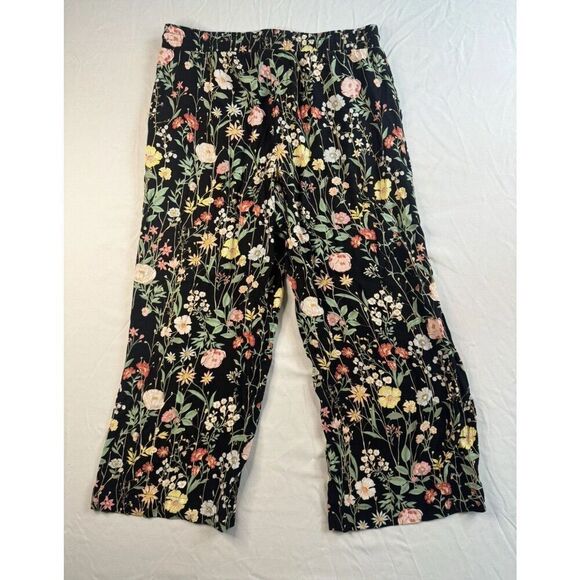 Loft Womens Relaxed Fit Size Small Joggers Pants Black Floral Nature Flowers - Picture 6 of 7